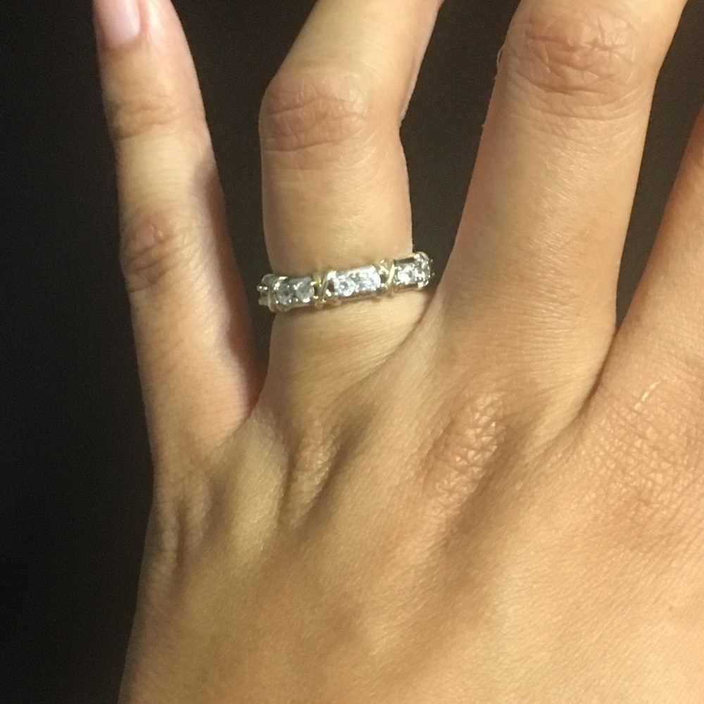 925 Silver CZ Rhinestone Band - Picture 5 of 6